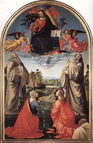 Domenicho Ghirlandaio Christus in der Gloriole mit den Heiligen Bendikt,Romuald,Attinea und Grecinana Sweden oil painting art